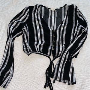 Striped long sleeve crop top